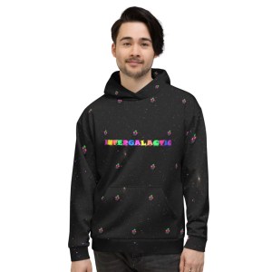 "INTERGALACTIC" Spaced Out Alien Patterned Pullover Hoodie