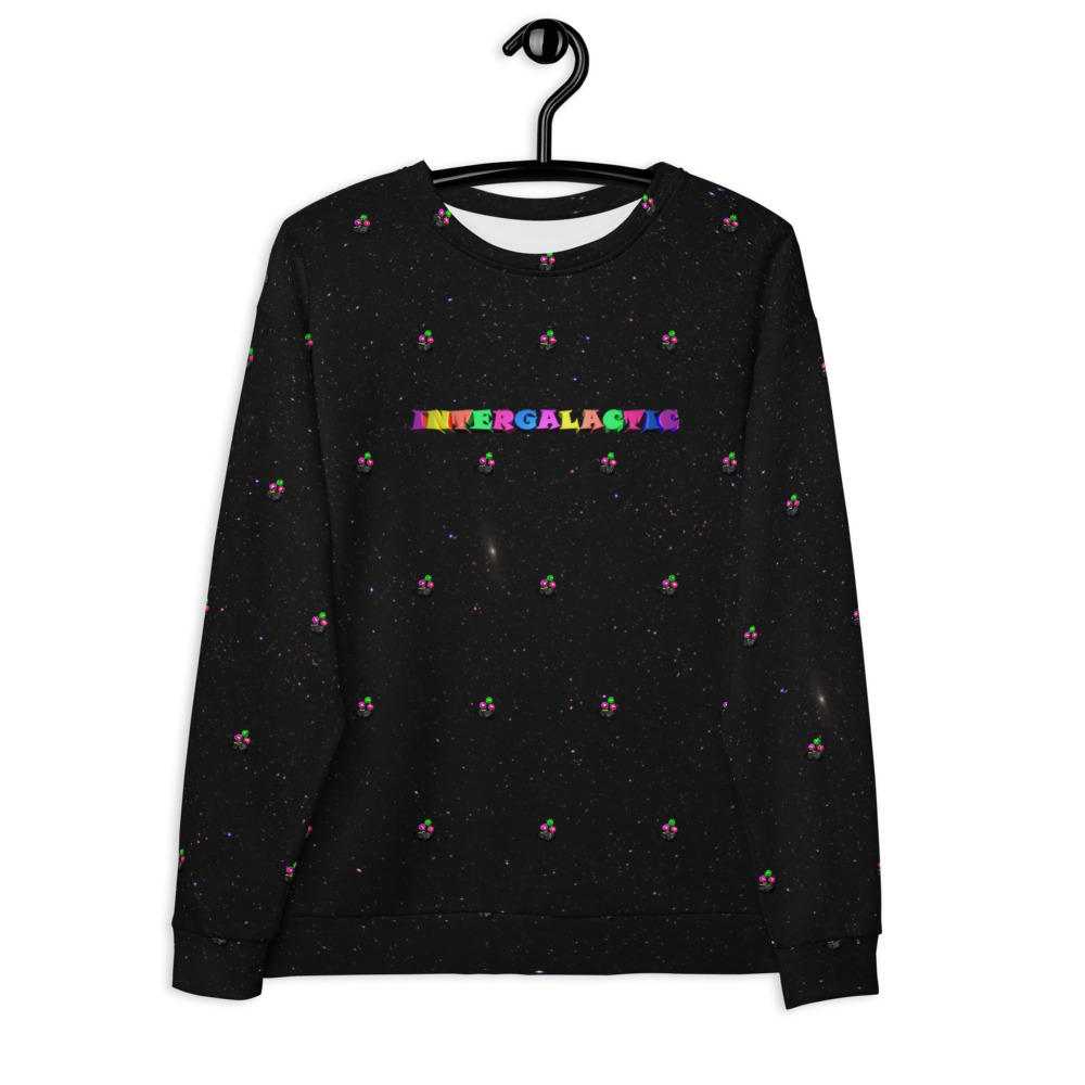 "INTERGALACTIC" Spaced Out Alien Patterned Unisex Sweatshirt